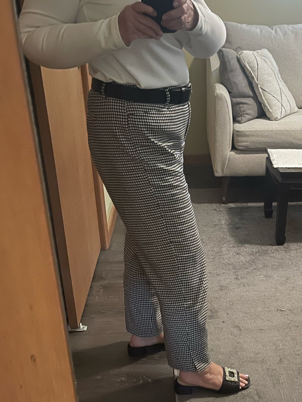 Black & White Gingham Cropped Slacks - MT - Picture 6 of 6
